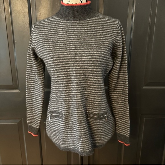 PECK & PECK  Cashmere Women's Gray Striped Sweater Tunic  Size L. (A4 - Picture 3 of 11